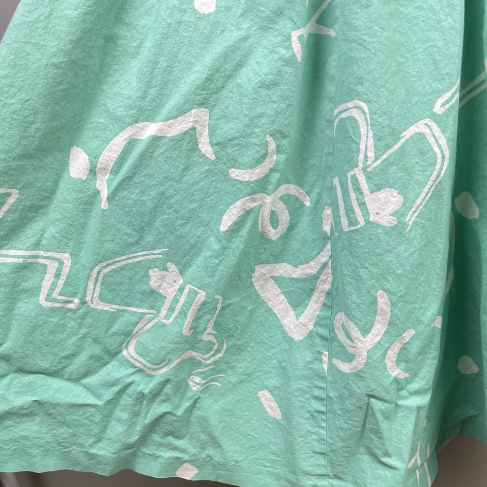 Vintage 80s Lanz Originals Halter Dress Womens 14 Aqua Green Belted Cotton - Picture 4 of 9